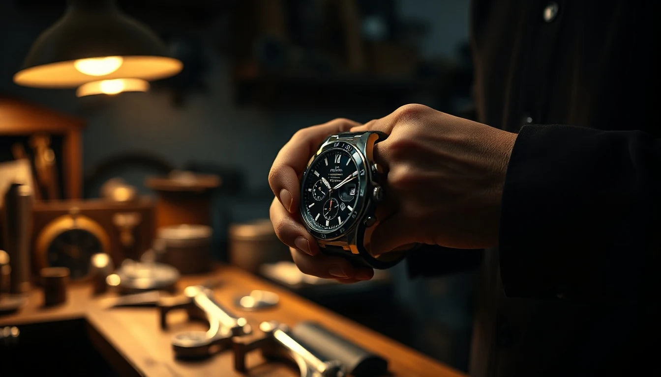 Hesper House luxury timepiece on craftsman workbench